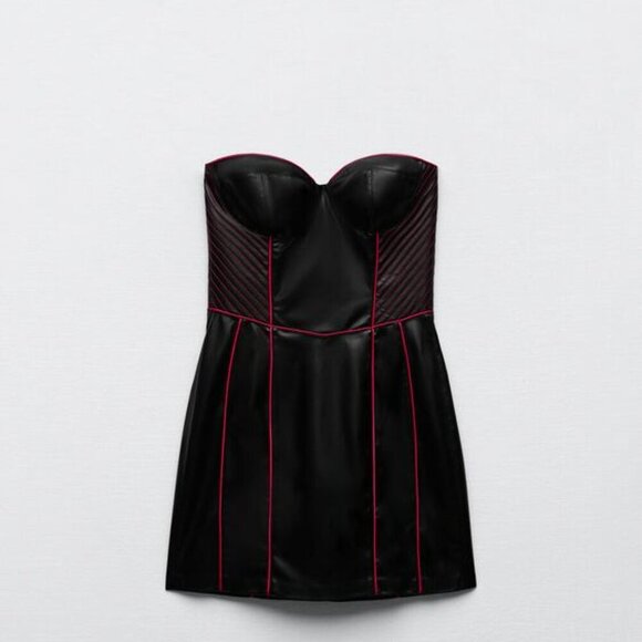 ZARA LEATHER EFFECT DRESS SIZE XS 8208 961 800 - Picture 3 of 5